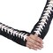 Fingerless Lace Up Gloves - Long Black Costume Elbow Arm Warmer Accessories with White Satin Laced Tie for Dress Up